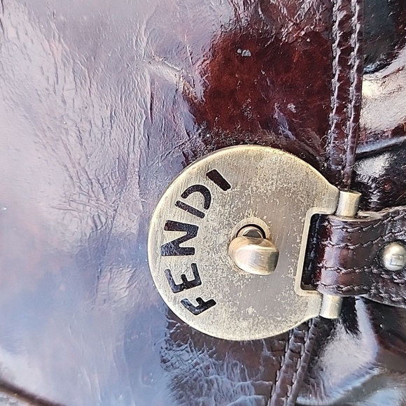 AUTHENTIC RARE FENDI Patent Leather Magic Burgundy Brown Bag - Picture 2 of 16